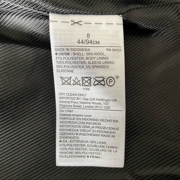 NWT Banana Republic Herringbone Removeable Tie Neck Jacket Wool Blend Gray Sz 8 - Picture 15 of 16